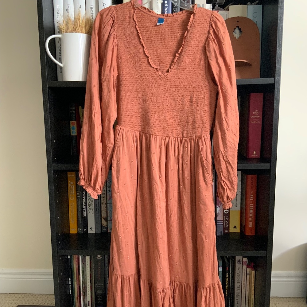 Flowy Puff Sleeve Cotton Blend Maxi Dress